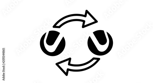 Tableau sur toile Black Recycling Symbol with Arrows.
