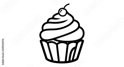 Fényképezés A delicious frosted cupcake with cherry.