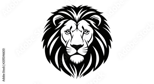 Foto Black and white lion head illustration.