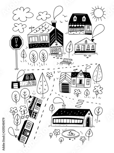 Outline illustration of city map