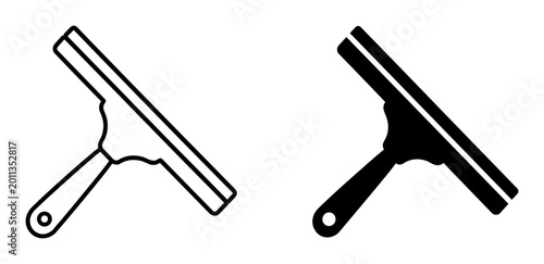 Foto Window cleaning squeegee icon set, outline and silhouette vector illustration is