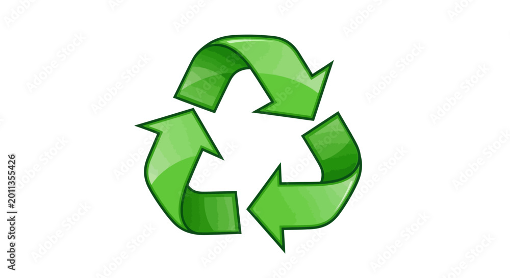 Fototapeta premium Green recycling symbol on white background, eco-friendly concept