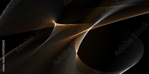 Tablou pe pânză Abstract illustration of luxurious black lines on a gradient background with gol