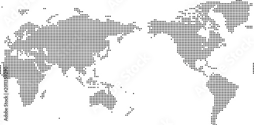 Simple grey dotted world map global geography vector illustration