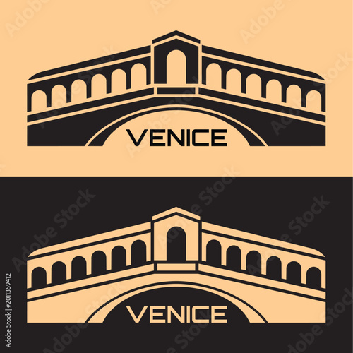 Venice Rialto Bridge Landmark Vector Design
