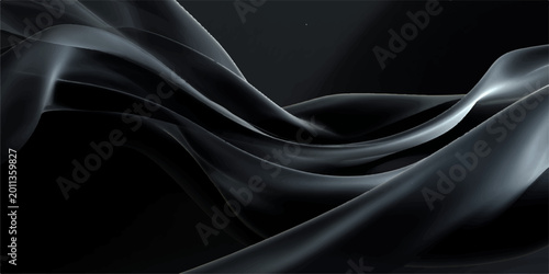 abstract dark satin fabric with fluid lines and graceful curves, suggesting movement and depth, creates a dramatic visual, perfect for a luxurious, high-end design aesthetic.