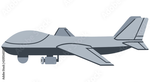 Fotografija Simple illustration of a gray passenger airplane in side view with landing gear