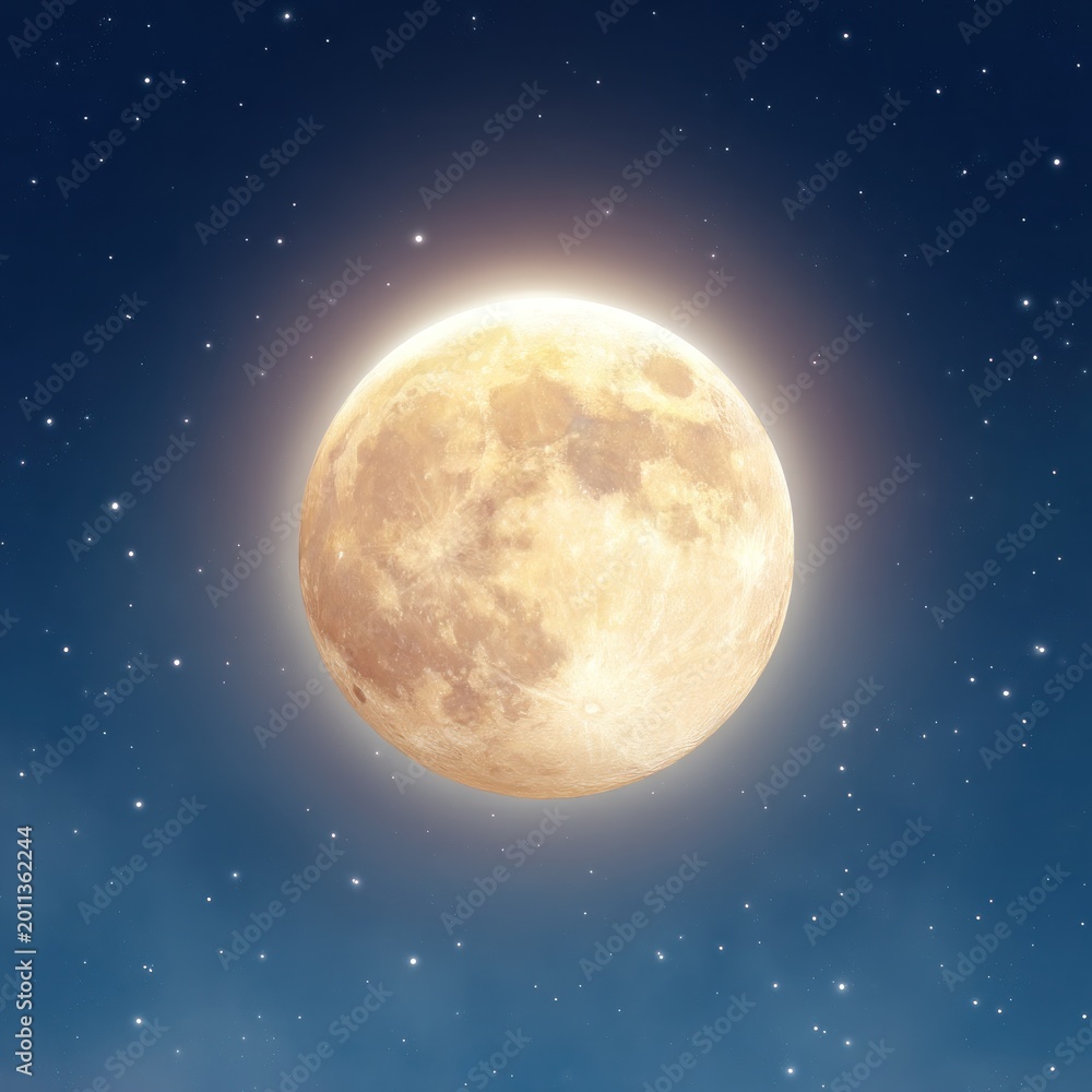 Fototapeta premium Full moon with starry background