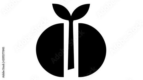 Nascent sprout rising from a coin stack — flat minimal line art icon for seed-round funding, venture capital origination, startup ecosystem growth, and early-stage business development narratives