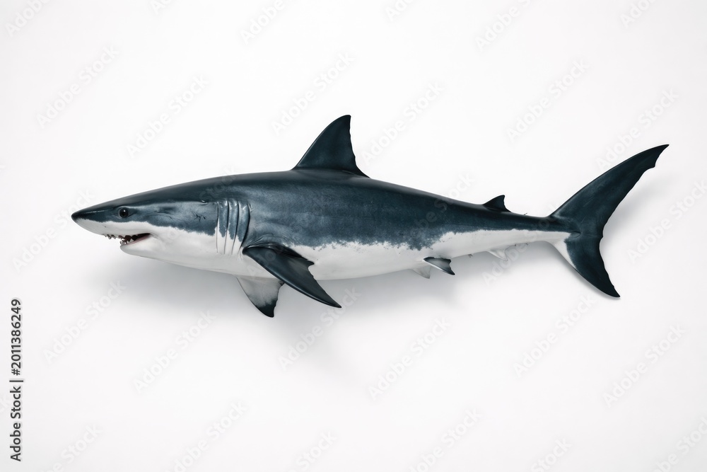 Obraz premium Great white shark shape displayed on a clean white surface