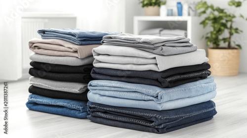 Neatly Folded Denim Jeans with Stitching Details v2
