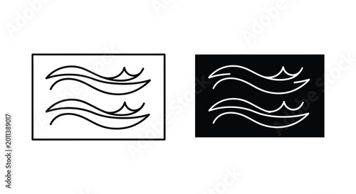Valokuva Abstract wave design enclosed in rectangular frame shown as outline and solid bl