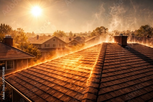 Summer heat waves increasing roof temperatures on houses