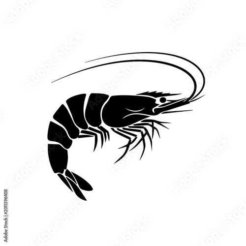 Slika na platnu A black illustration of a shrimp moving quickly through water