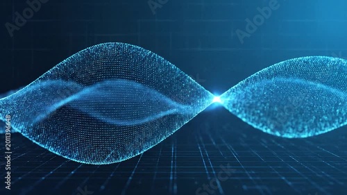 Abstract technology background animation with flowing light waves, blue and cyan color palette, smooth motion, minimal clean design, soft glow, seamless loop, no text, no logo, professional commercial