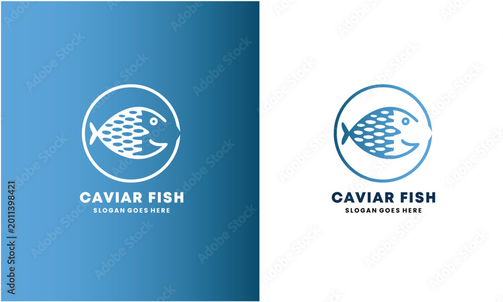 Fototapeta premium Caviar Fish Logo Design with Two Color Variations and Slogan