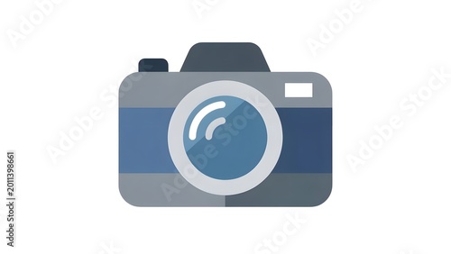 Blue Gray Compact Camera Icon in Flat Style