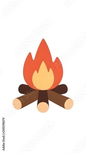 Warm Campfire Scene with Burning Flame and Log Circle