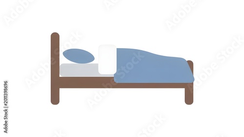 Simple Bed with Blue Blanket and Pillow in Minimal Room