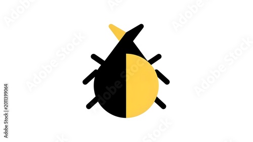 Abstract Black and Yellow Insect Shape with Geometric Elements