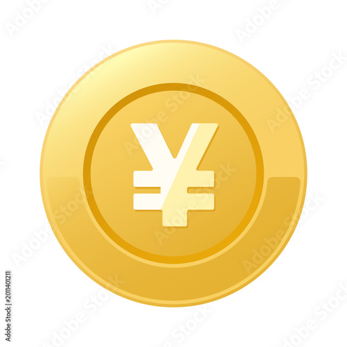 ぷっくりした金色の円マークコインアイコン 立体的でかわいいゴールド通貨シンボル ベクターSVG