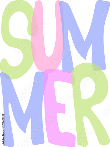 Summer Typography Lettering Isolated on Transparent Background