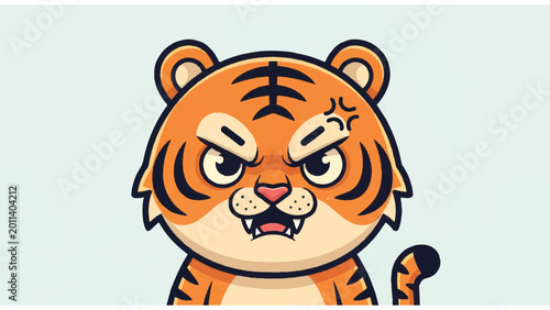 фотографія Cartoon tiger with angry expression face 2.
