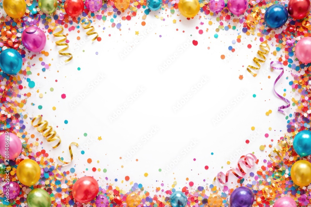 Naklejka premium Playful confetti frame motif designed for birthday invitations and celebratory event backdrops