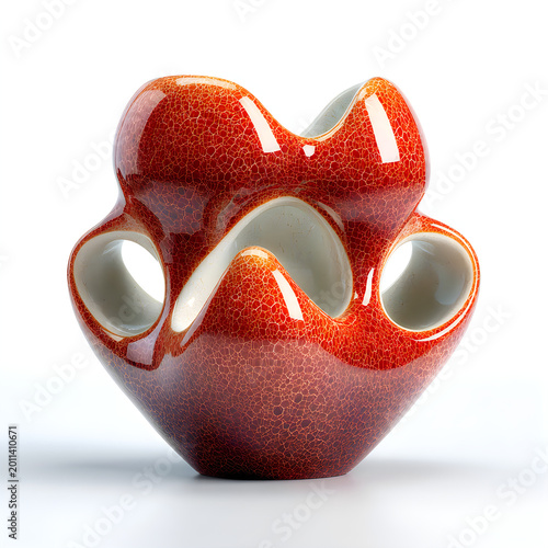 Creative glossy floral sculpture smooth curves radiant blue hues contemporary artistic decor style Images