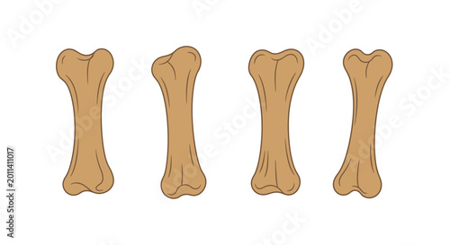 Quadro su tela Four Dog Chew Bones Isolated on White Background
