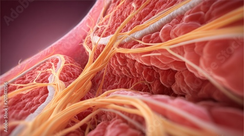 Detailed Anatomical Exploration: This close-up view provides an intricate exploration of human anatomy, revealing the complex interplay of nerves and tissues.