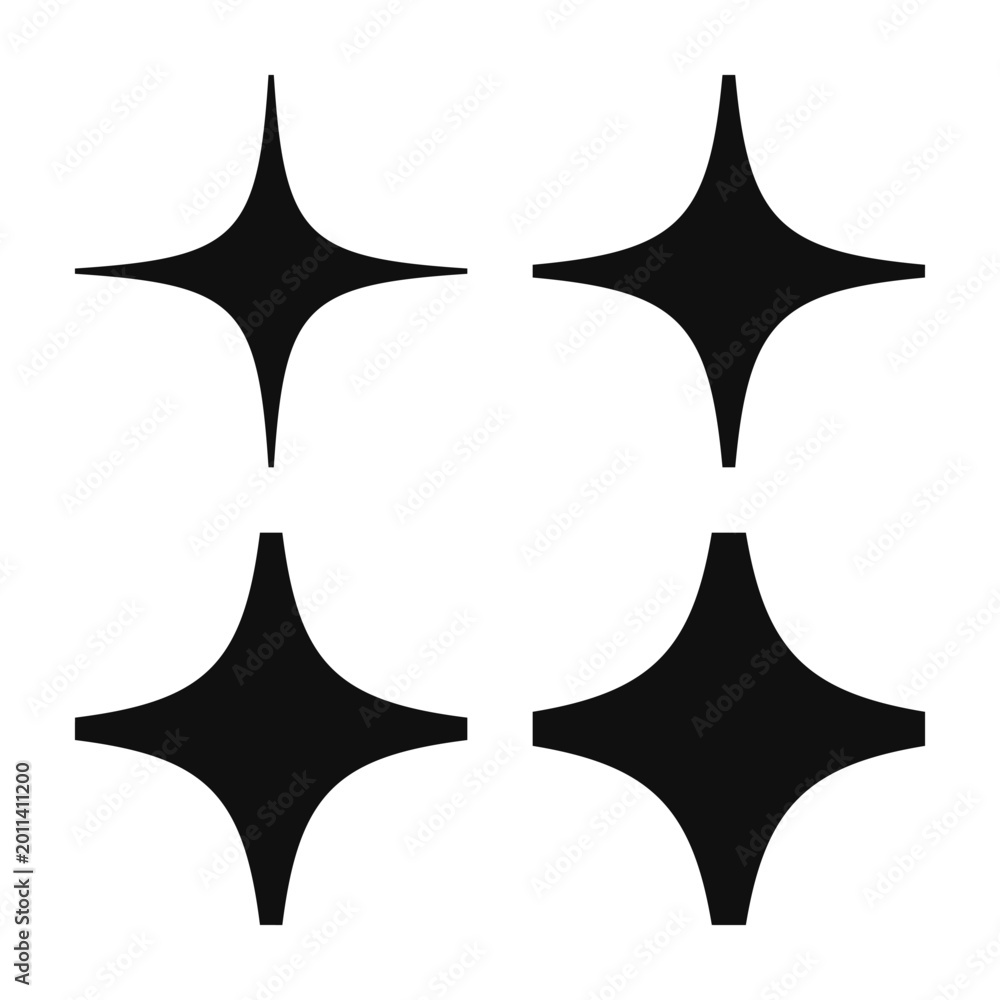 Naklejka premium Flat Tip Four Point Star Icons