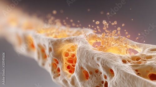 Bone Anatomy: A detailed, close-up visualization of bone structure, highlighting the intricate details of its composition.