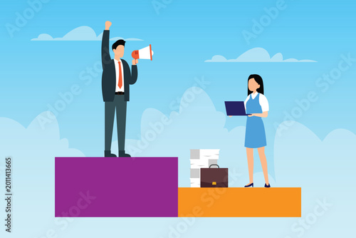 Photos Leadership and Gender Inequality Concept with Male and Female Professionals 2d f