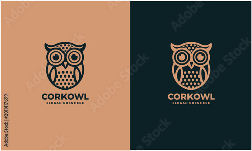 Corkowl logo design with owl face and text placeholder