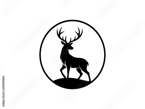 Majestic Stag Silhouette Logo in Circular Frame