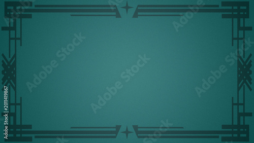 Bild auf Leinwand 幾何学的なサイバーパンク・アールデコ・フレーム背景（ダークティール・テック・近未来）：Geometric cyberpunk Art Deco frame background in dark teal