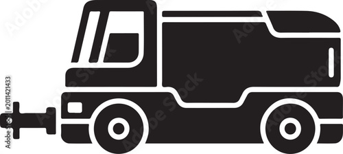 Black truck icon, vehicle silhouette, transportation symbol, flat design