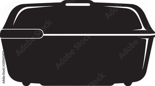 Black, modern, baking dish, casserole icon, vector kitchenware