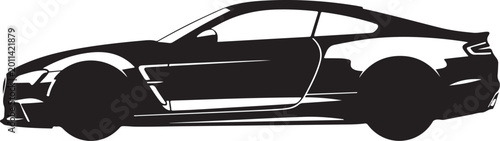 Black sports car silhouette, vector car icon, automotive graphic, speedster outline