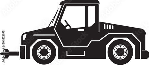 Black tractor, farm vehicle, agricultural equipment, silhouette icon
