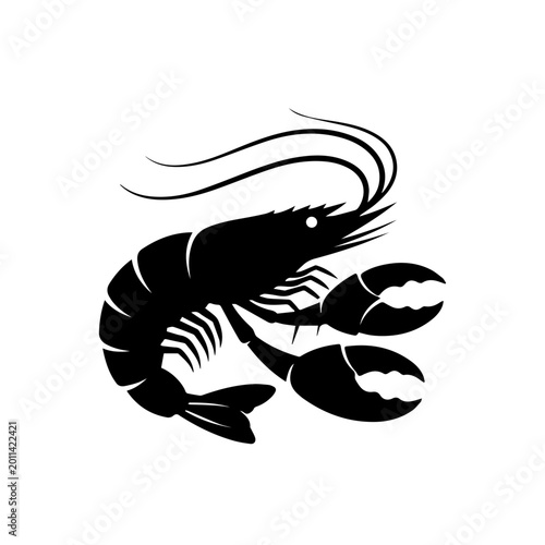 Konstfotografi A black silhouette illustration of a large shrimp with claws appears on water