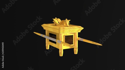 4K looping Ark of the Covenant animation on black background, ideal for historical, religious, and symbolic video compositions.