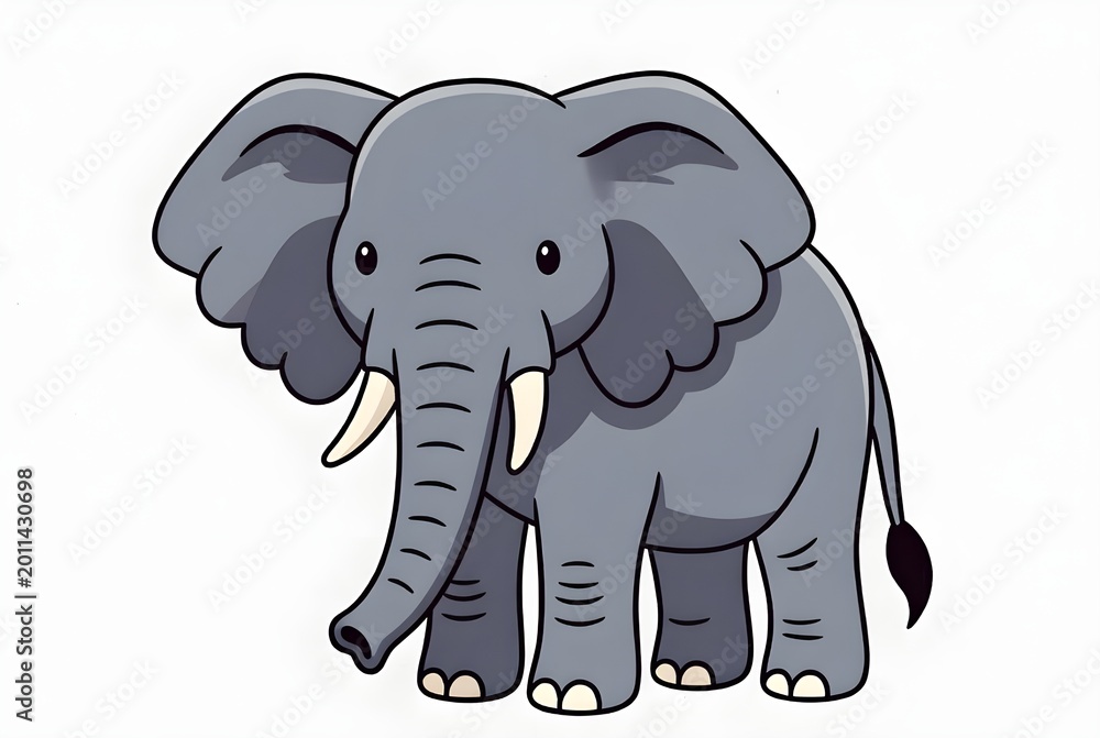 Fototapeta premium Cute Gray Elephant Standing Illustration