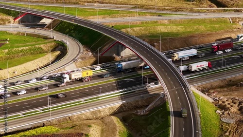 Traffic jams on the road at the bypass of Gdansk. Poland