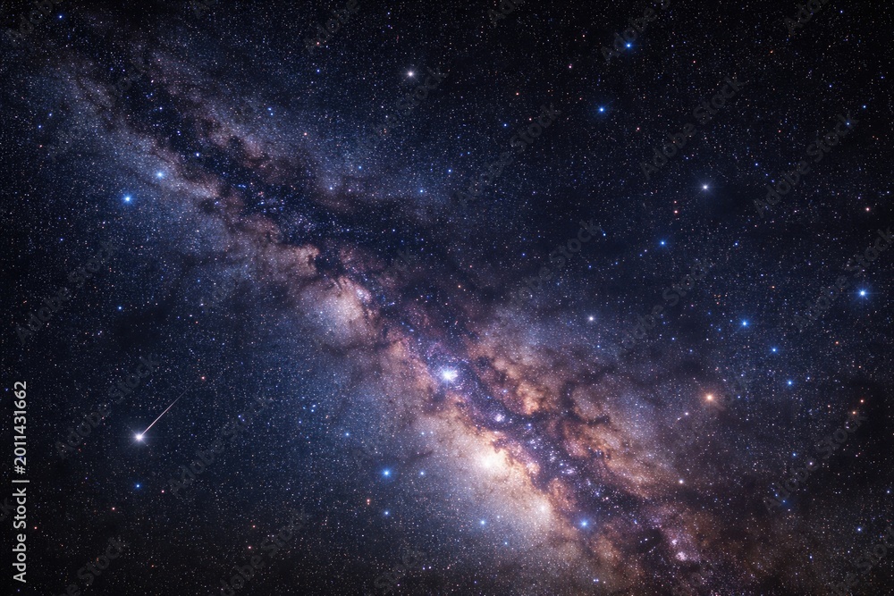 Fototapeta premium Universe night sky with glowing stars and subtle milky way background