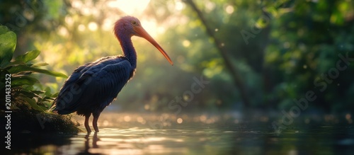 An elegant silhouette of nature basking in the golden glow of a hidden forest sanctuary.