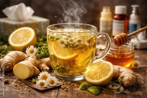 Cold symptom easing with lemon ginger chamomile infusion over traditional drugs