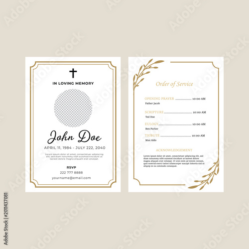 Photos Elegant Gold Border Funeral Program and Order of Service Template