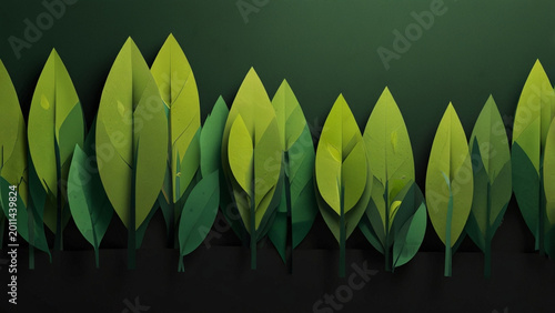 eco green leaf background with paper cut style